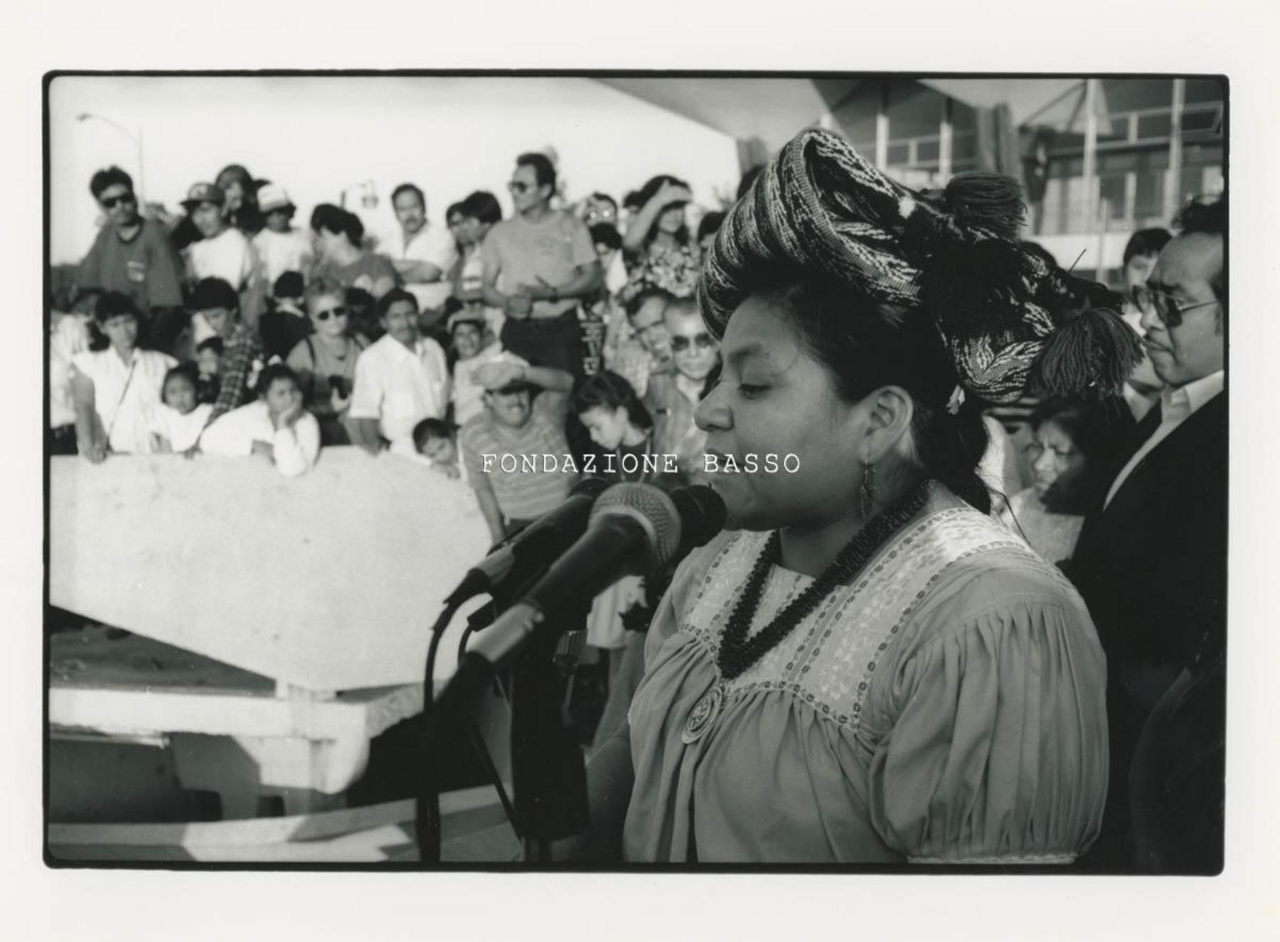 "Rigoberta Menchù all'arrivo a Città del Guatemala"